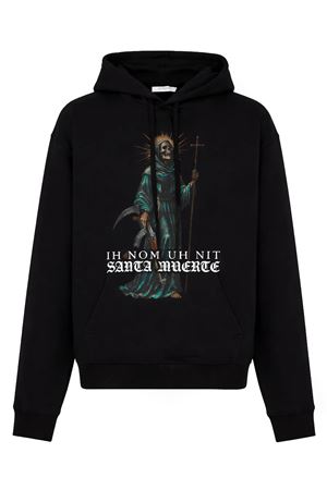 Felpa con cappuccio nera Santa Muerte Print IH NOM UH NIT | NUS26215009